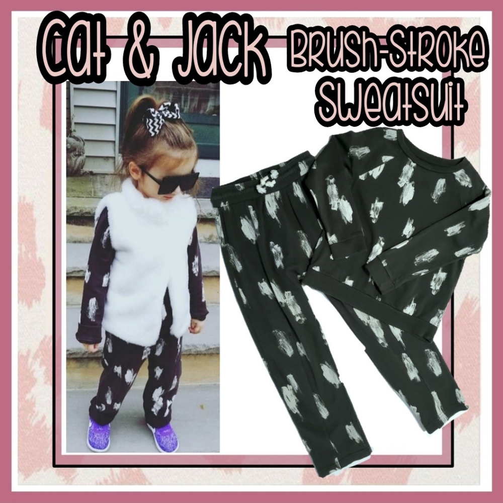 Cat&Jack Brush-Stroke Sweatsuit 🖤 5T